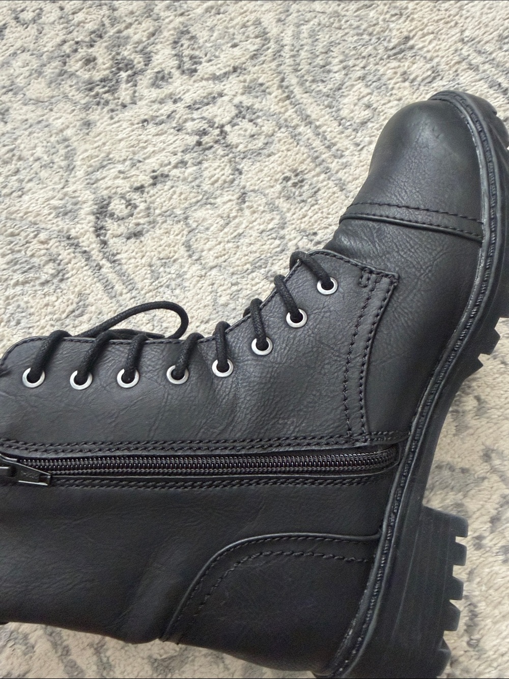 Black Lace-Up Combat Boots - Women's - Picture 7 of 8
